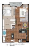 1x1 Floor Plan Creekside Vue Apartment For Rent l New Braunfels, TX